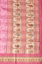 Baby Pink Printed Semi Tussar Silk Saree 10077225