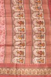 Peach Printed Semi Tussar Silk Saree 10077227