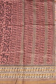 Brown Printed Semi Tussar Silk Saree 10077228