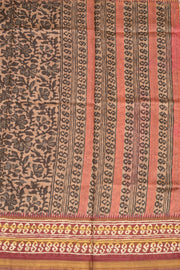 Brown Printed Semi Tussar Silk Saree 10077230