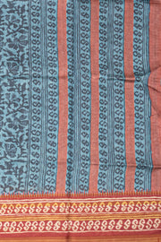 Aqua Blue Printed Semi Tussar Silk Saree 10077232