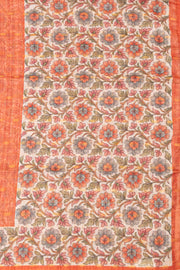 Orange Printed Semi Tussar Silk Saree 10077235
