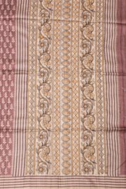 Light Brown Printed Semi Tussar Silk Saree 10077239