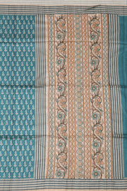 Aqua Sea Blue Printed Semi Tussar Silk Saree 10077241
