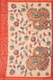 Red Printed Semi Tussar Silk Saree 10077243