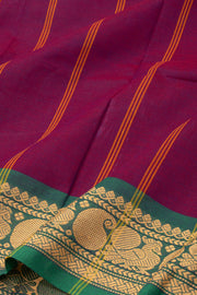 Dark Magenta Handloom Chettinad Cotton Saree 10077289