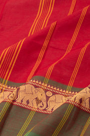 Red Handloom Chettinad Cotton Saree 10077291