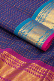 Deep Blue Handloom Chettinad Cotton Saree 10077302
