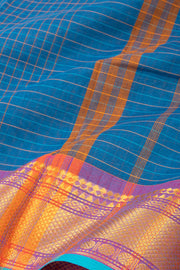 Blue Handloom Chettinad Cotton Saree 10077303