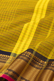Sunflower Yellow Handloom Chettinad Cotton Saree 10077306
