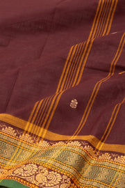 Brown Handloom Chettinad Cotton Saree 10077311