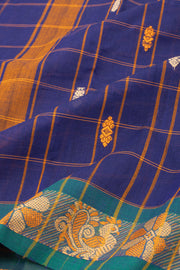 Ink Blue Handloom Chettinad Cotton Saree 10077319