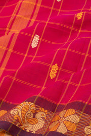 Dark Pink Handloom Chettinad Cotton Saree 10077320