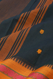 Dark Green Handloom Chettinad Cotton Saree 10077324