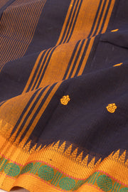 Dark Blue Handloom Chettinad Cotton Saree 10077326