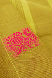 Lime Yellow Handloom Chettinad Cotton Saree 10077331