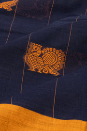 Ink Blue Handloom Chettinad Cotton Saree 10077333