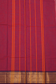 Maroon Handloom Chettinad Cotton Saree 10077340