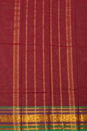 Dark Maroon Handloom Chettinad Cotton Saree 10077347