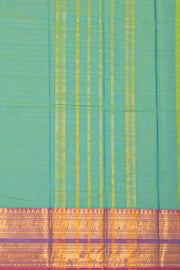 Teal Blue Handloom Chettinad Cotton Saree 10077350