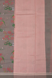 Grey Parrot Motifs Chanderi Printed Silk Cotton Saree 10077357