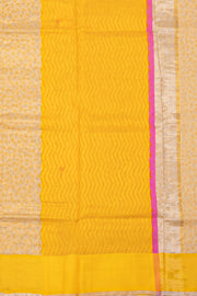 Gold Yellow Chanderi Printed Silk Cotton Saree 10077358