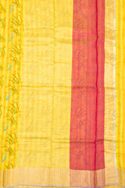 Yellow Chanderi Printed Silk Cotton Saree 10077360