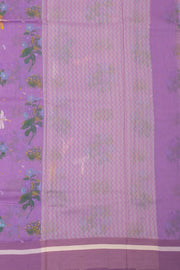 Purple Floral Motifs Chanderi Printed Silk Cotton Saree 10077362