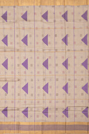 Cream Chanderi Printed Silk Cotton Saree 10077364