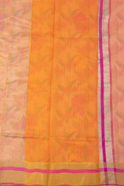 Orange Floral Motifs Chanderi Printed Silk Cotton Saree 10077366