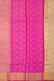 Beige Chanderi Printed Silk Cotton Saree 10077372