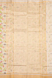 Beige Chanderi Printed Silk Cotton Saree