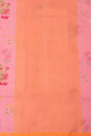Pink Chanderi Printed Silk Cotton Saree With Floral Motifs 10077379