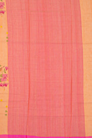Peach Floral Motifs Chanderi Printed Silk Cotton Saree 10077381