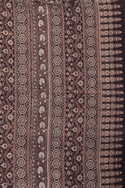 Black Ajrakh Printed Mulmul Cotton Saree 10077401
