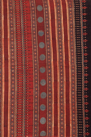 Red Ajrakh Printed Mulmul Cotton Saree 10077404