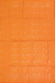 Orange Handloom Jamdani Cotton Saree with Floral Motifs 10077528