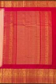 Peach Handloom Gadwal Kuttu Linen Saree With Silk Zari Border 10077068