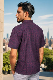 Indigo Handblock Print Pre-Washed Pure Cotton Crop Shirt 10074629