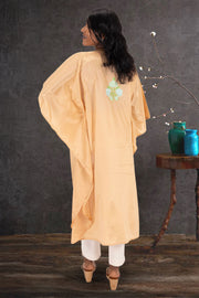 Beige Sozni Embroidered Crepe Silk Kaftan 10064728