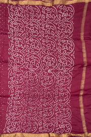 Maroon Zari Border Mulberry Silk Saree Without Blouse 10076900