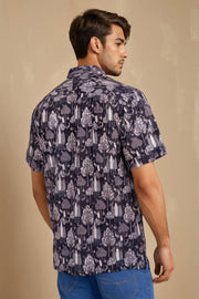 Brown Half Sleeve Jahota Printed Cotton Mens Shirt 10074412