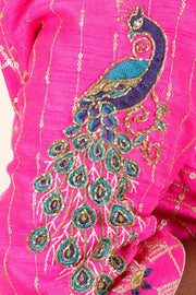 Pink Handcrafted Paithani Lehenga - 10065968