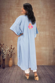 Blue Sozni Embroidered Crepe Silk Kaftan 10064732