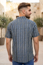 Ajrakh Cotton Men's Short Kurta With Slim-Fit Design & Front Pocket 10076892