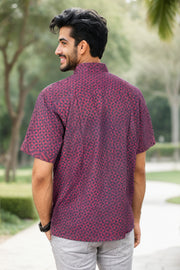 Indigo Handblock Print Pre-Washed Pure Cotton Crop Shirt 10074617