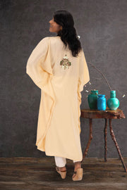Beige Sozni Embroidered Crepe Silk Kaftan 10064736