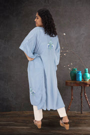 Blue Sozni Embroidered Crepe Silk Kaftan 10064726