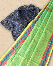 Blue Ajrakh Printed Cotton Blouse 10072503