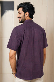 Indigo Handblock Print Pre-Washed Pure Cotton Crop Shirt 10074624